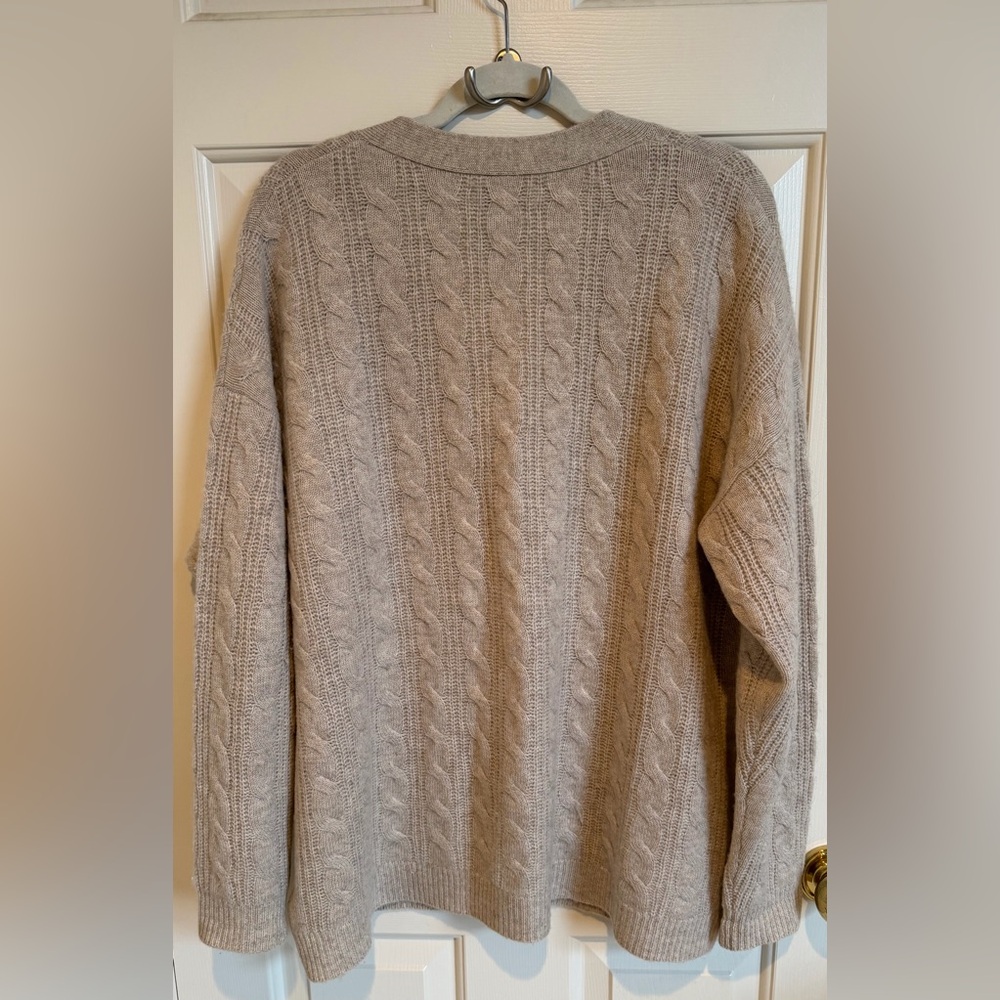 Rachel Zoe Cashmere Cardigan. 2 Ply Cashmere Knit. Size XL. EUC. Taupe. - Picture 3 of 5
